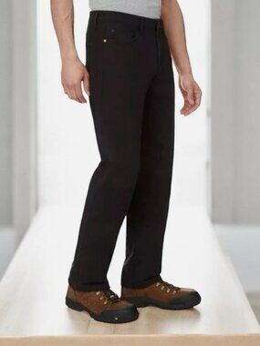 CAT Caterpillar Men's Fleece Lined Canvas Work Pants Straight Leg Black 40x32